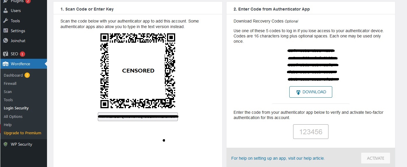 2FA Wordfence Plugin