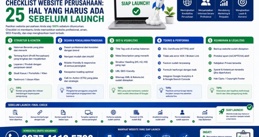 Checklist Website Perusahaan 25 Hal yang Harus Ada Sebelum Launch